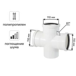 Крестовина одноплоскостная Equation с шумопоглощением ø 110x110x110 мм 87° полипропилен