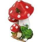 Фигура садовая Гриб с лягушкой искусственный камень 30x20x19 см