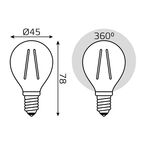 Лампа Gauss LED Filament Шар E14 9W 680lm 2700K 1/10/50