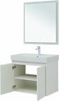 Тумба с раковиной Aquanet Nova Lite 75 см подвесная 2 дверцы, белая глянцевая