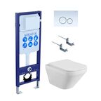 Комплект инсталляция с унитазом Aquatek Лира безободковый с микролифтом клавиша цвет белый