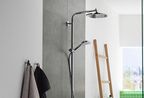 Душевая стойка Hansgrohe Crometta S 240 1jet Showerpipe 27320000 с термостатом и изливом, белая, хром