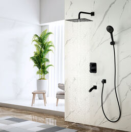 Встраиваемая душевая система Lemark Bronx LM3742BL черный, с термостатом