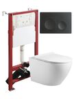 Комплект унитаз подвесной Agger ATI09150L+APB144 с микролифтом + инсталляция + кнопка