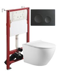 Комплект унитаз подвесной Agger ATI09150L+APB144 с микролифтом + инсталляция + кнопка