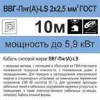 Кабель Камкабель ВВГпнг(A)-LS 2x2.5 10 м ГОСТ