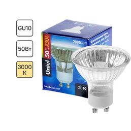 Лампа галогенная Uniel GU10 50 Вт свет тёплый белый