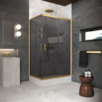 Душевой уголок Vegas-Glass ZA-F Protec 100x95 ZA-F Protec h1900 100*95 03 07 профиль золото матовое, стекло графит