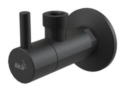 Вентиль AlcaPlast ARV003-BLACK угловой 1/2" x 1/2" круглый, черный матовый