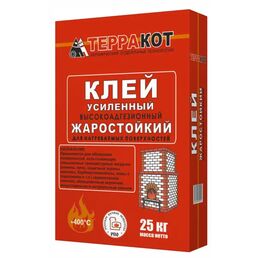 Клей для облицовки печей и каминов Терракот огнеупорность 400°С 25 кг