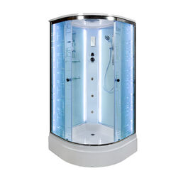 Душевая кабина AvaCan 110x110 EM3011LED+GM стекло узорчатое, профиль хром, с гидромассажем