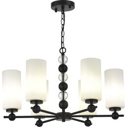 Подвесная люстра с белым плафоном ST Luce SL2003 SL2003.403.06 черный/белый E27 6*40W