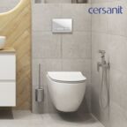 Унитаз с инсталляцией Cersanit Brasko 68304 безободковый, с крышкой микролифт, белый, кнопка белая