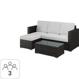 Набор садовой мебели Fibi KJ-Z1001 искусственный ротанг коричневый: диван, стол, пуфик с подушками