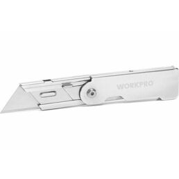 Нож складной из нержавеющей стали быстросменный WP211001 WORKPRO трапец. лезвие