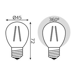 Светодиодная лампа Gauss LED Filament Globe E27 5W 2700K 1/10/50