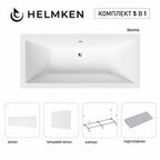 Акриловая ванна Helmken Alvaro 155x70 комплект 5 в 1: ванна, каркас, подголовник, белые лицевой и торцевой экраны