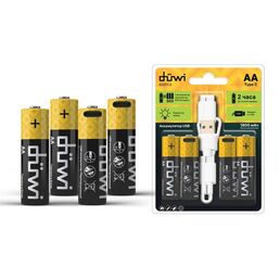 Аккумулятор Duwi 62011 2 USB-C Li-Ion AA 1.5V, 1800 мАч, 4 шт. + кабель для зарядки