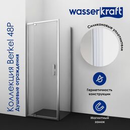Душевой уголок Wasserkraft Berkel 48P29 80x100 без поддона, стекло прозрачное, профиль хром