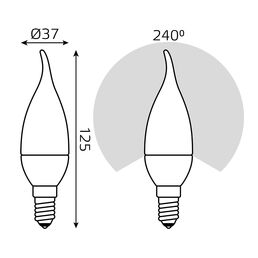 Светодиодная лампа Gauss LED Candle tailed E14 6.5W 4100K 1/10/50