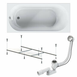 Ванна акриловая AM.PM X-Joy 150x70 комплект 3 в 1: ванна, каркас и слив-перелив хром; анатомическая форма, усиленный корпус, гарантия 15 лет,