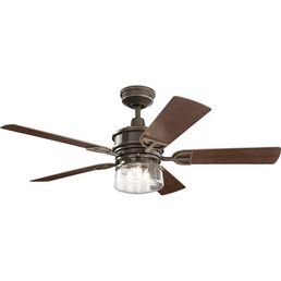 Потолочный светильник IP23 уличный с вентилятором Kichler Lyndon Patio KLF-LYNDON-52-OZ