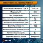 Вибрационный насос Вихрь ВН-1080Н, нижний забор (ручеек)