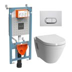 Комплект подвесного унитаза Vitra S50 Rim-Ex 9003B003-7201 с инсталляцией и кнопкой, сиденье микролифт