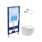 Подвесной унитаз с инсталляцией Aquatek Европа SET AQUATEK ЕВРОПА T-KKI1 безободковый, крышка с микролифтом, белый, без кнопки