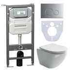 Комплект 4в1 Унитаз подвесной с сиденьем Ceramica Nova CN4002_1001M_1000 белый + Система инсталляции + кнопка