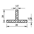 Профиль Т-образный алюминий 30x20x1.5x1000 мм серый
