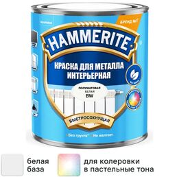 Краска для металла Hammerite полуматовая цвет белый база BW 0.9 л