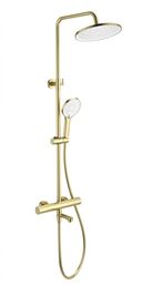 Душевая стойка WONZON & WOGHAND WW-B3069-BG брашированное золото, с изливом и термостатом