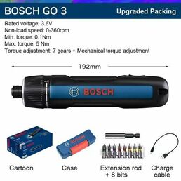Электрическая отвертка Bosch Go 3 с удлинителем+8 бит