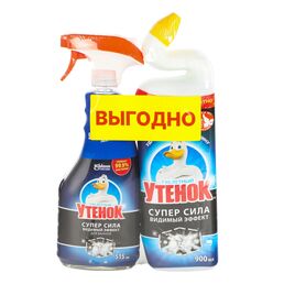 Смотка Туалетный утенок Суперсила видимый эффект чистящий гель для унитазов 900 мл и чистящее средство от налёта и ржавчины 515 мл