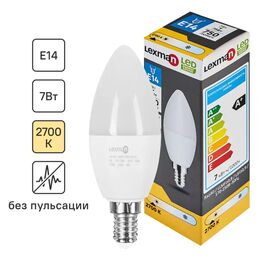Лампа светодиодная Lexman E14 175-250 В 7 Вт свеча 750 лм теплый белый цвет света