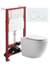 Комплект унитаз подвесной Orange CI07-100W+APB188  с микролифтом + инсталляция + кнопка белая