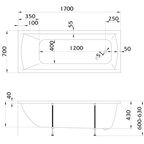 Ванна 100Acryl Ницца акриловая 170x70 см каркас в комплекте