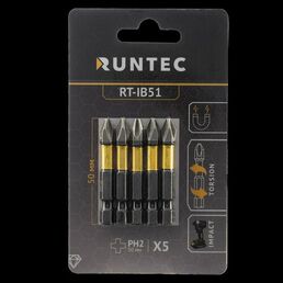 RUNTEC RT-IB51 Бита ударная RUNTEC Diamond Coating H6.35 50мм PH2 5шт.