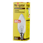 Лампа накаливания Navigator E14  60 Вт 660 Лм 230 В свеча прозрачная
