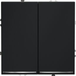 Проходной переключатель двухклавишный с подсветкой (графит) Voltum S70 VLS020407
