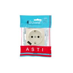 Розетка USB встраиваемая Lezard Asti с заземлением цвет кремовый