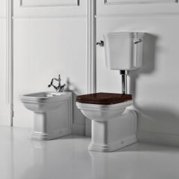 Унитаз напольный с низким бачком Kerasan Waldorf 37 см 411601 белый, фурнитура бронза
