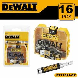 16 в 1 набор бит для шуруповерта и вставок, DEWALT, Ph2 x PS2, PS3 x 6, 2 x 3, T20 x 2, T 25x2, DT71511