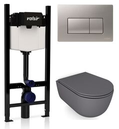 Комплект унитаз с инсталляцией Valsir KIT VSCrM 7334GM Slim P1 + сиденье + кнопка хром матовый