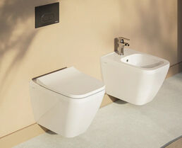 Комплект подвесного унитаза Vitra Integra square L-Box 9856B003-7206 с инсталляцией и кнопкой, сиденье микролифт