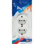 Розетка двойная встраиваемая Gusi Electric с заземлением со шторкой цвет белый