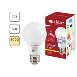 Лампа светодиодная Bellight E27 220-240 В 5 Вт груша матовая 470 лм теплый белый свет