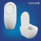 Унитаз с инсталляцией Cersanit Brasko 68302 безободковый, с крышкой микролифт, белый, кнопка хром