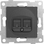 Розетка компьютерная встраиваемая Gusi Electric без заземления RJ45/RJ12 цвет графит